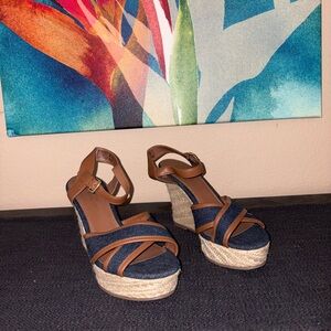 espadrille Jean wedge high heels strap sandals footwear open toe glamour shoes